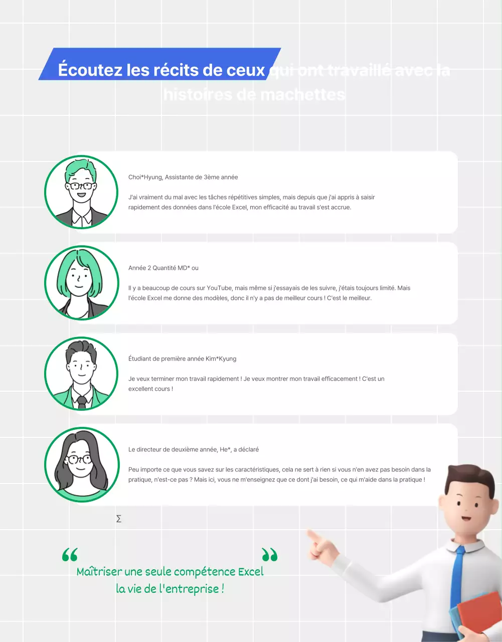 Présentation du cours en ligne d'auto-assistance Excel vert et bleu kitsch