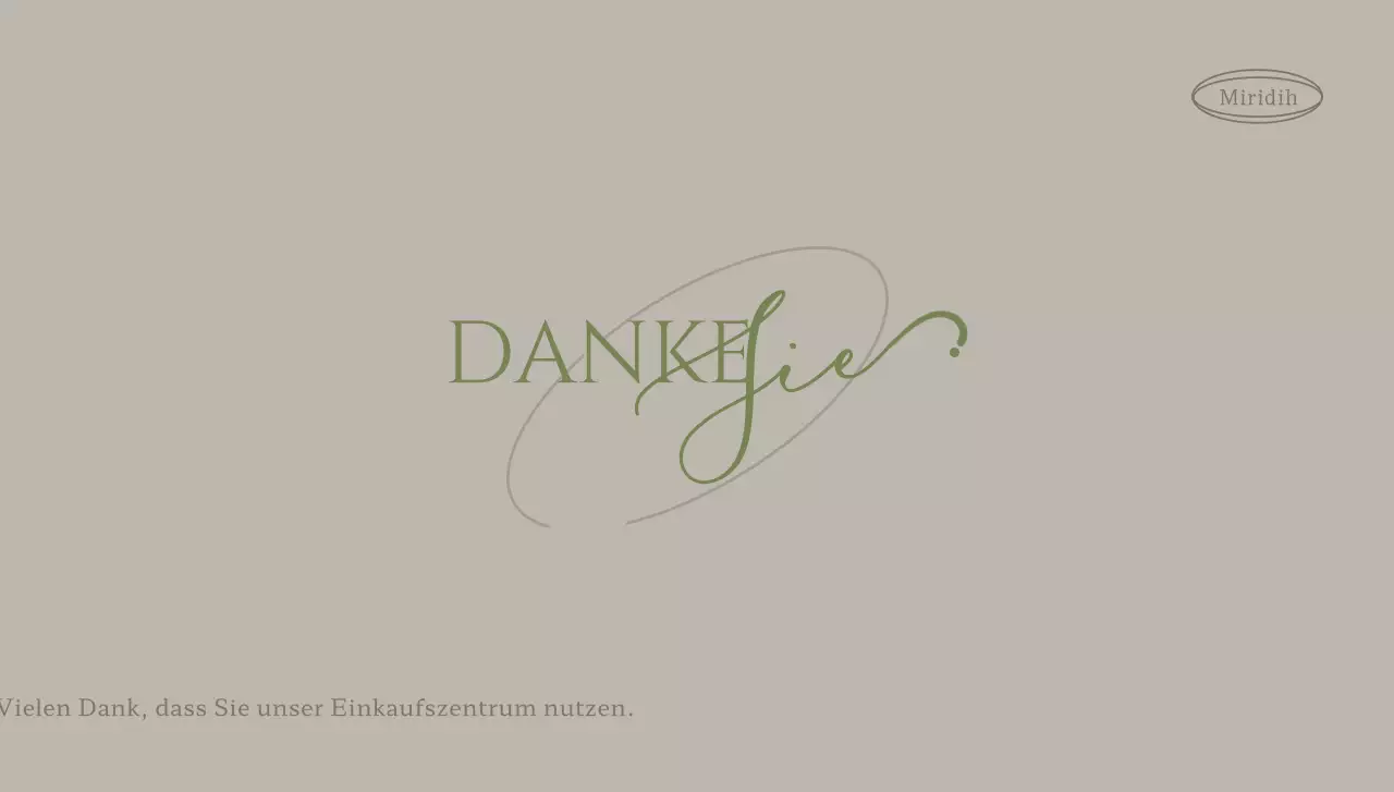 Gebrandeter Postkartenumschlag mit gedeckten Farben, Text zur Kundenanerkennung und kreisförmiger Illustration