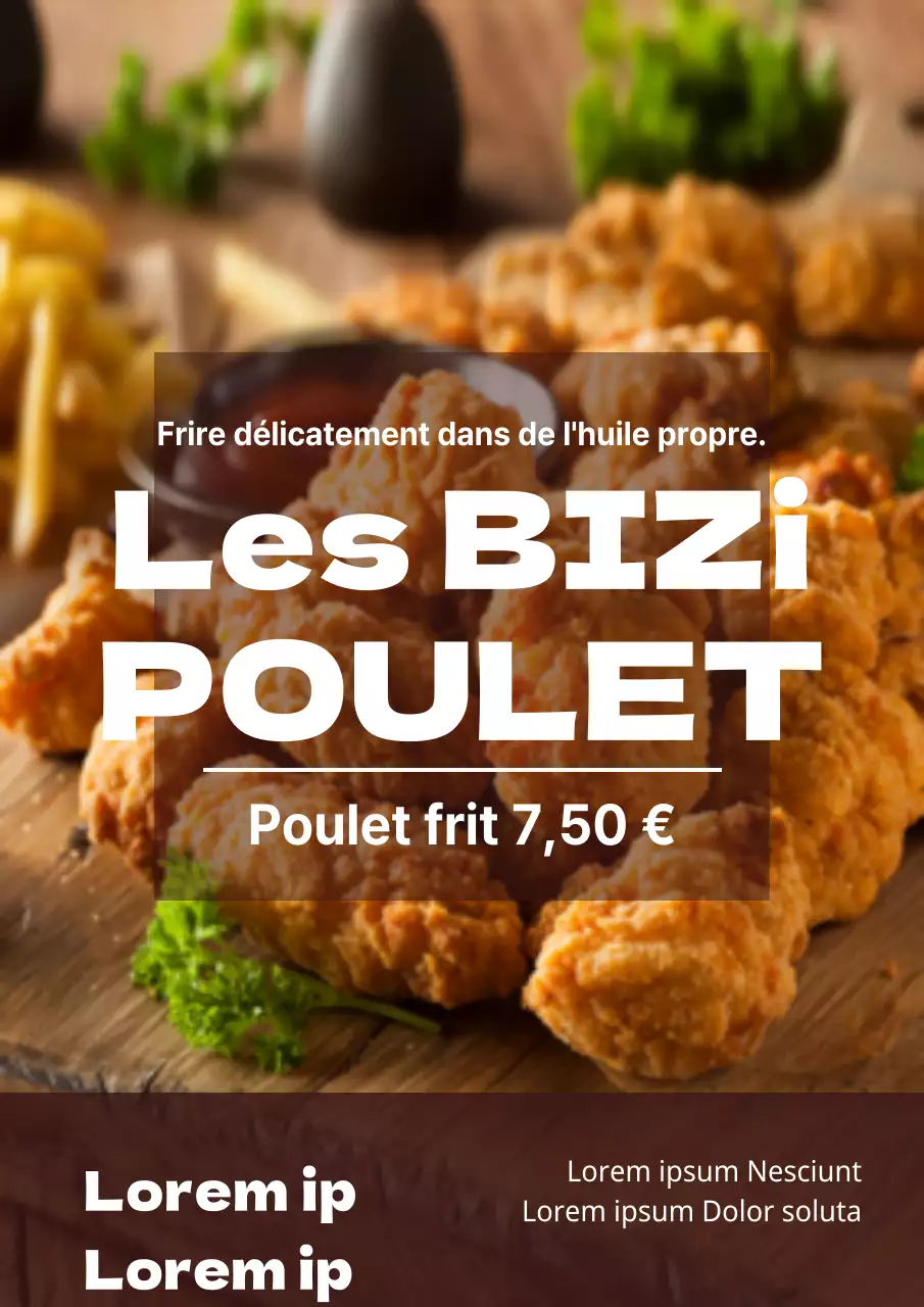 Promotion propre d'un magasin de karaage avec un texte brun et granuleux