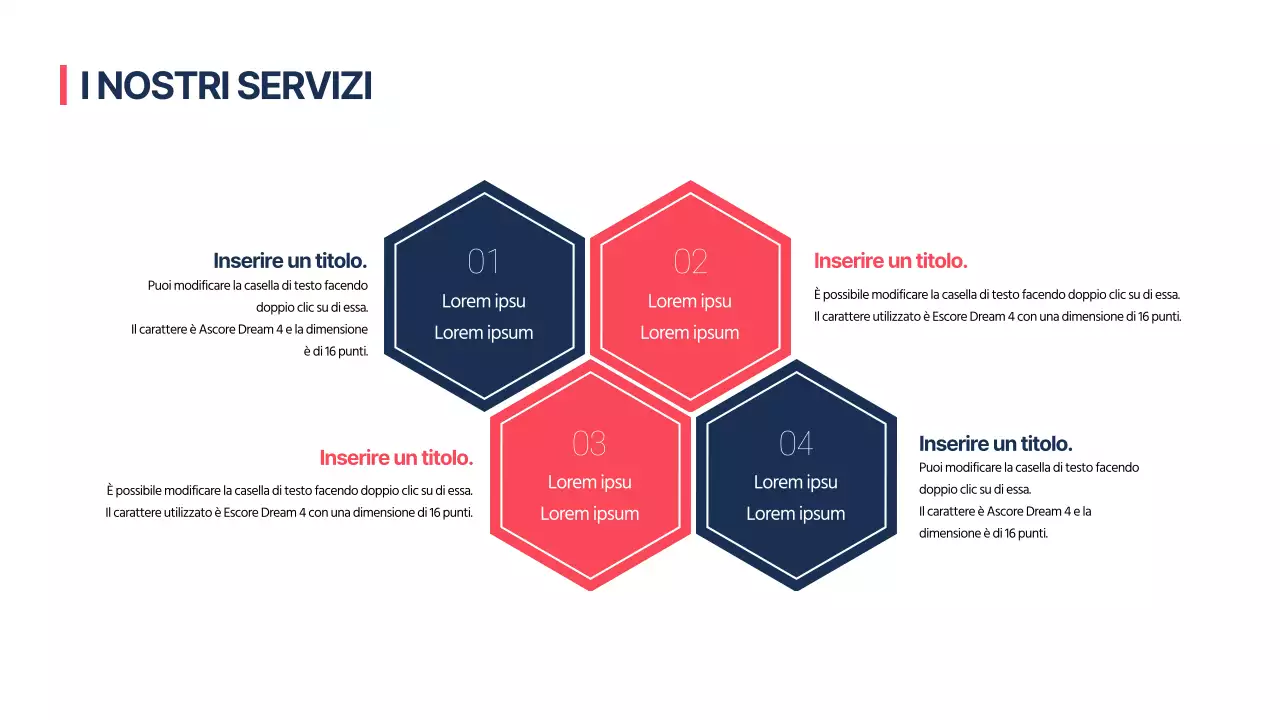 Infografica di design AGENDA con un concetto pulito in rosso e blu navy