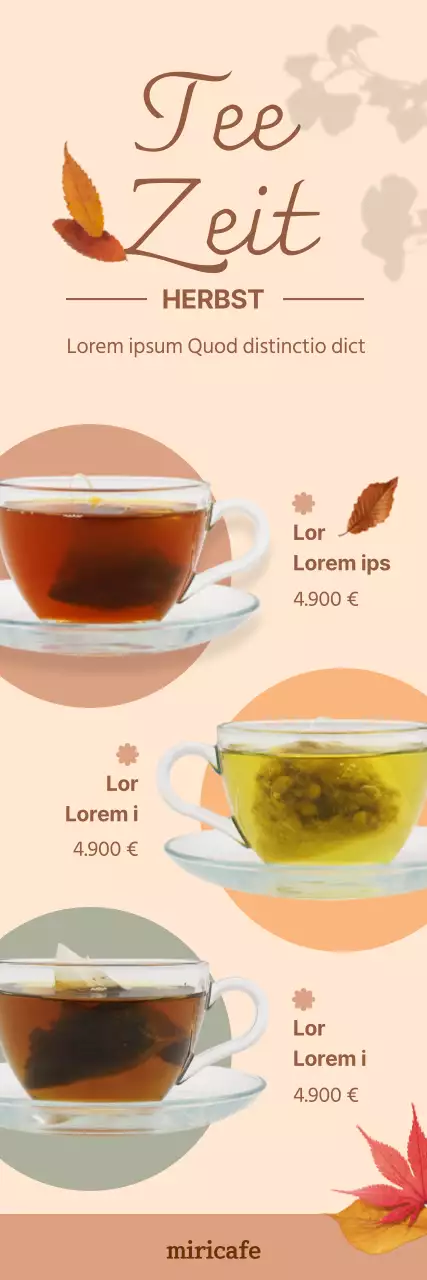 Werbung für beigefarbene, herbstliche Café-Getränke