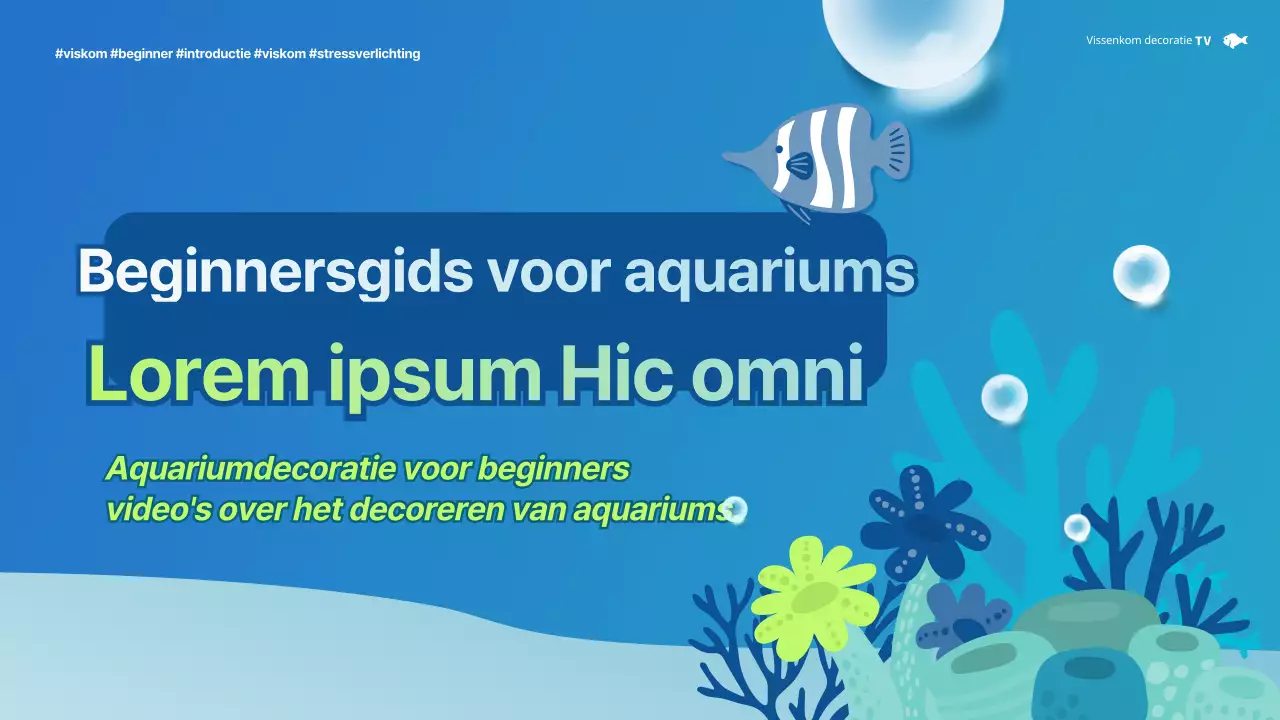 Schattig aquarium inleidend gids thema in lichtblauw en chartreuse