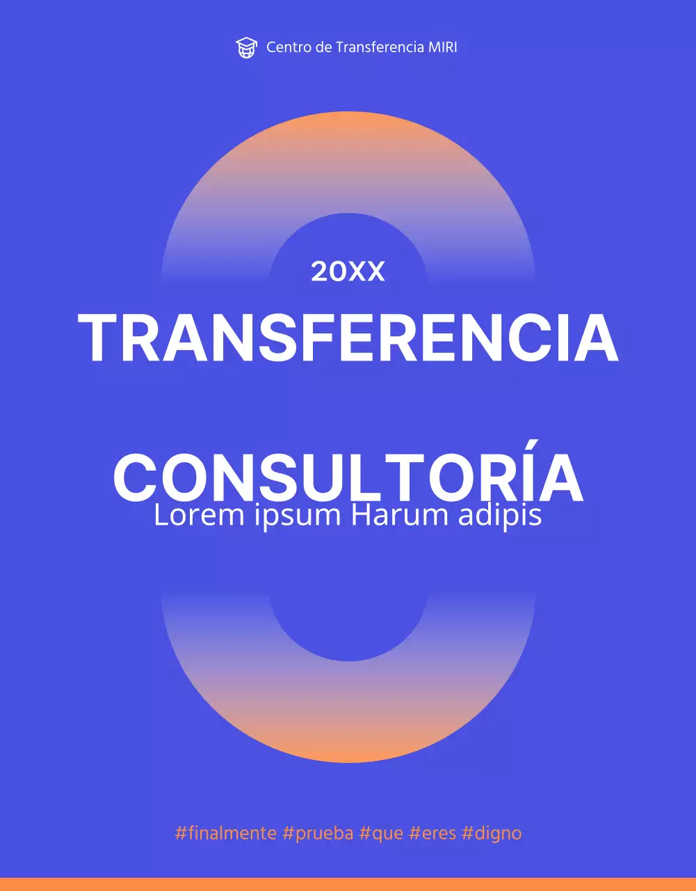 Consultoría de transferencias sencilla y luminosa en azul y naranja
