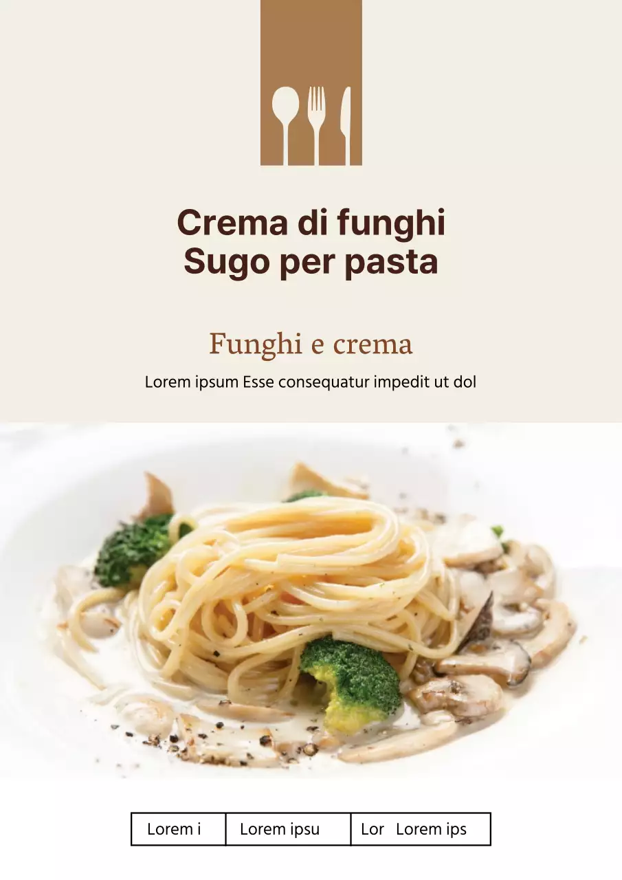 Etichetta di design moderna per sugo di pasta cremoso in colore beige