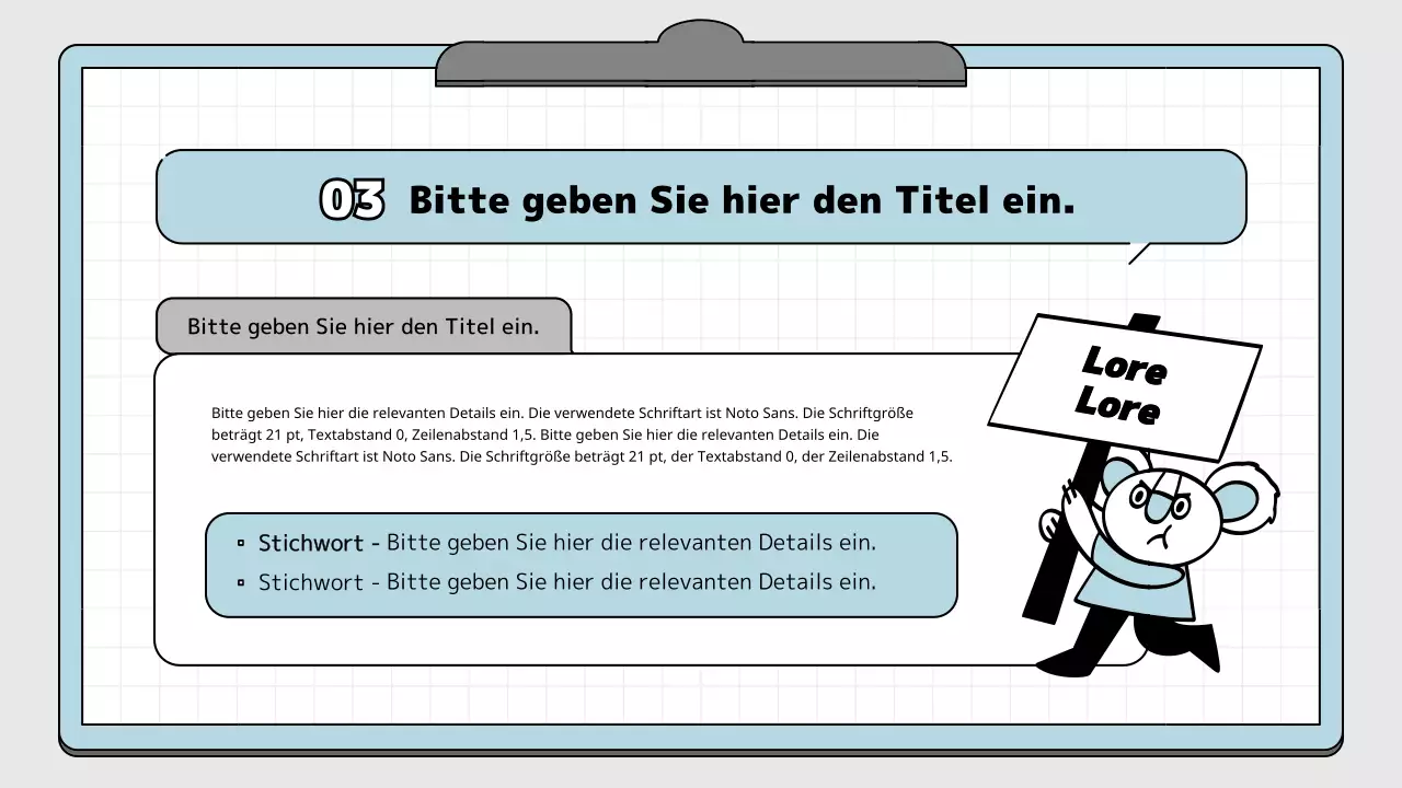 Hellblau und weiß Notizblock Konzept pädagogische Präsentation Kit