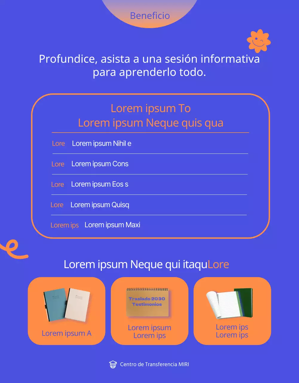 Consultoría de transferencias sencilla y luminosa en azul y naranja