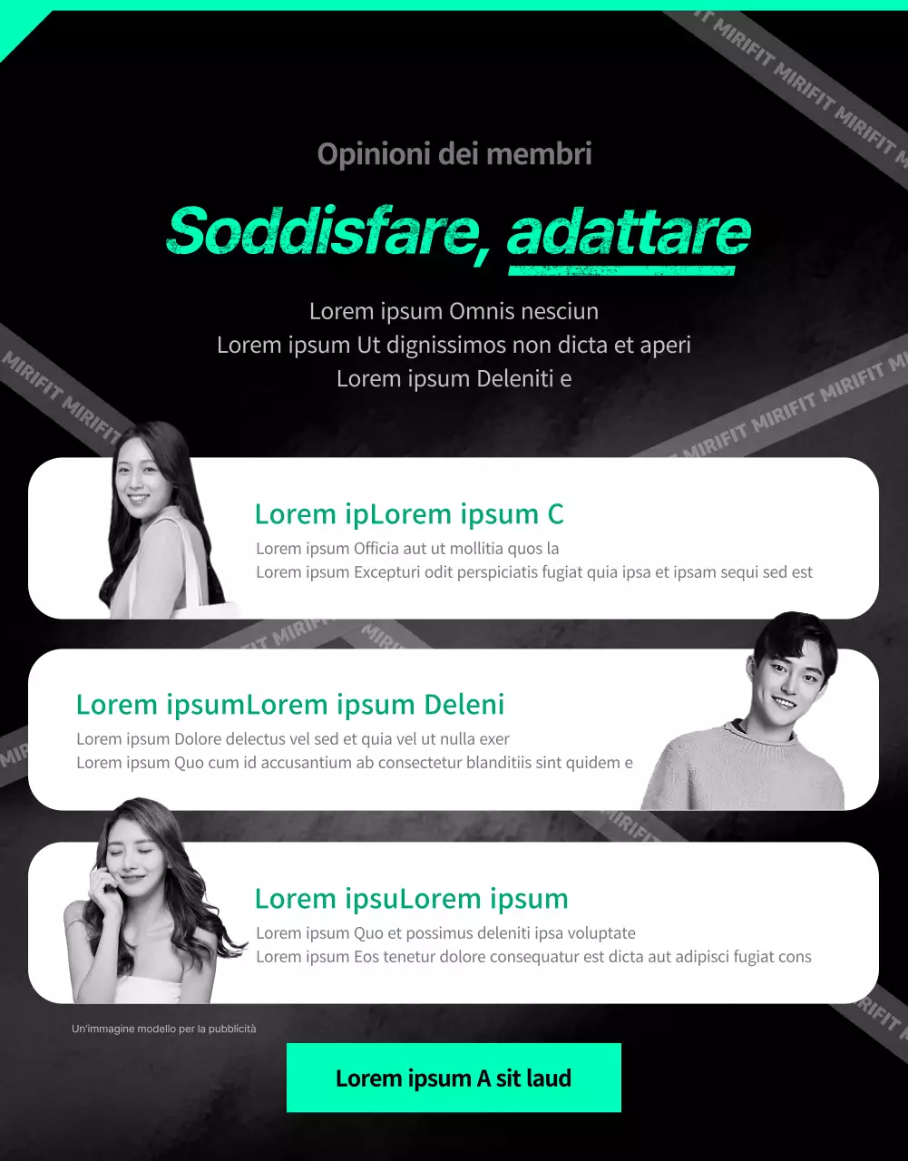 Servizio di app per l'allenamento a casa sportiva, nera e menta