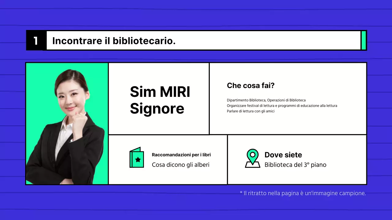 Guida all'uso della biblioteca della scuola media blu e menta