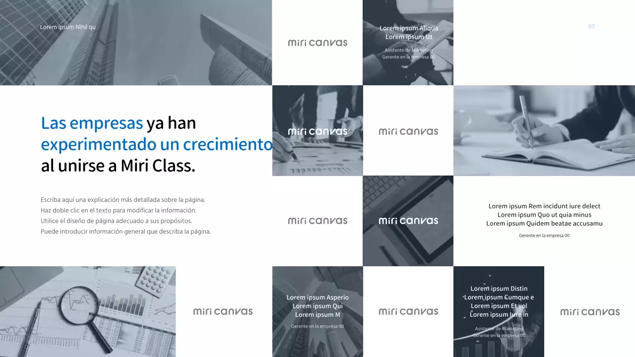 Presentación de propuesta de servicios a empresas con un esquema de color azul claro