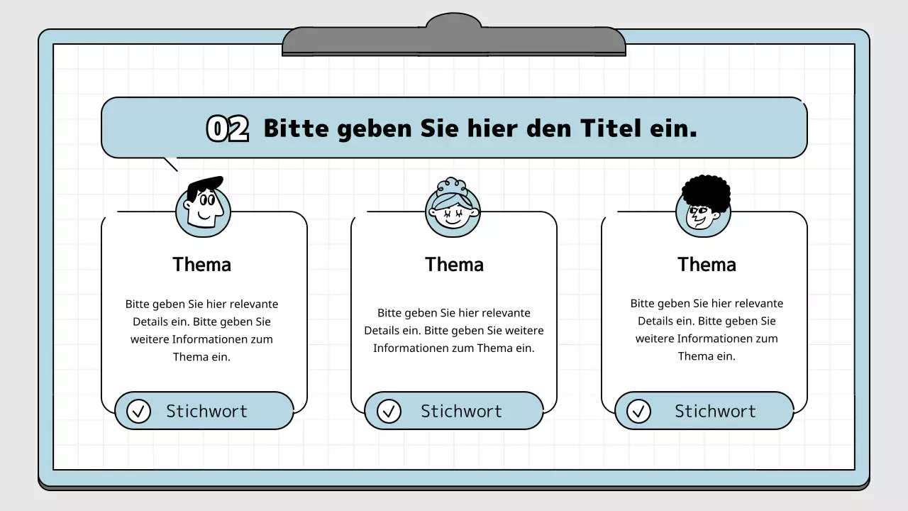 Hellblau und weiß Notizblock Konzept pädagogische Präsentation Kit