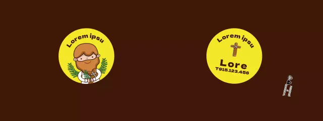 Marrón punto amarillo carácter ilustración iglesia