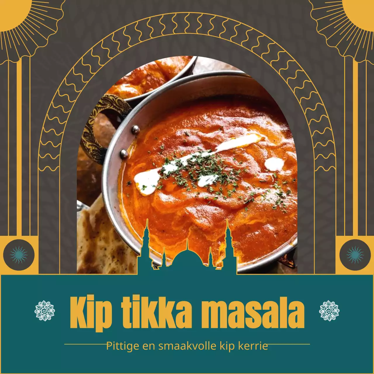 Een kennismaking met de geometrische Indiase maaltijdkit in geel en groen