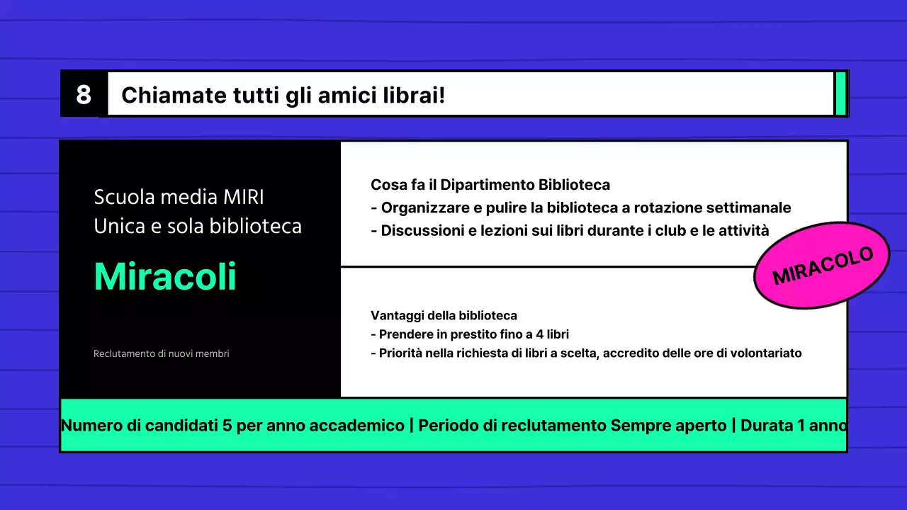 Guida all'uso della biblioteca della scuola media blu e menta