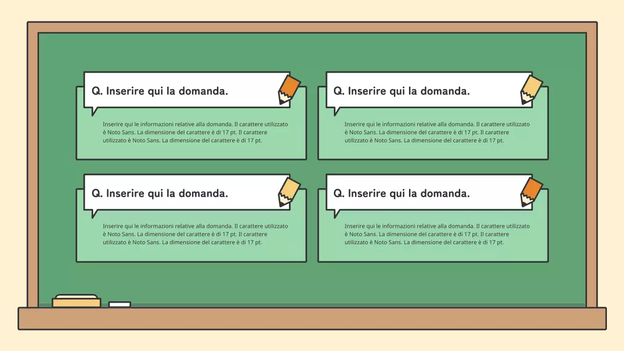 Kit di presentazione con lavagna didattica colorata