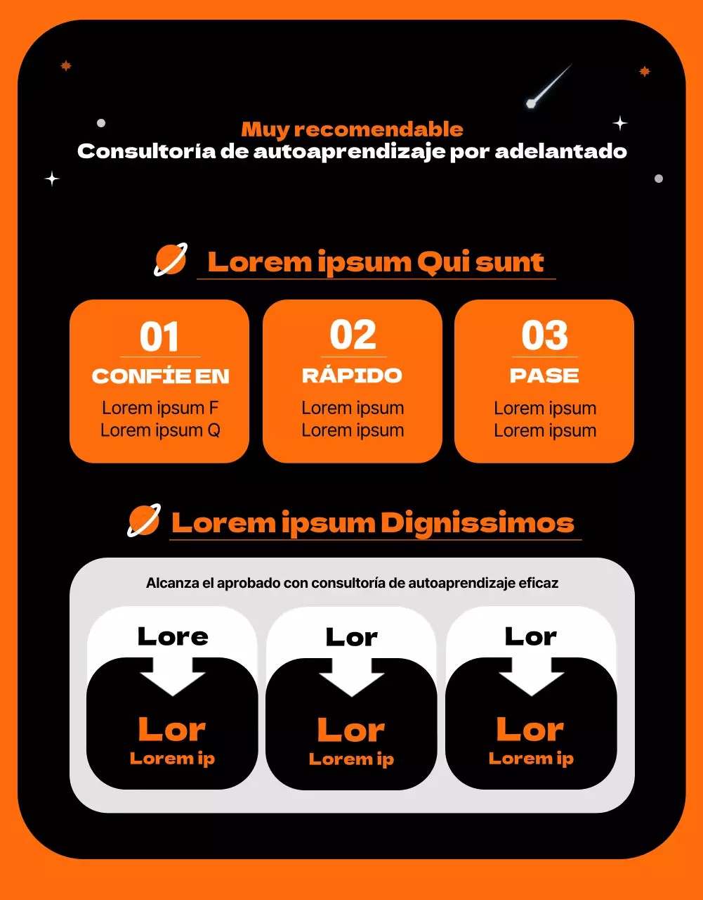 Un concepto del espacio exterior con toques naranjas Presentación de una escuela de transferencia única y divertida