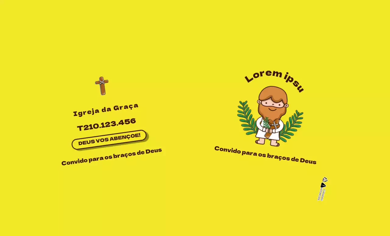 Ilustração de uma personagem amarela de uma igreja