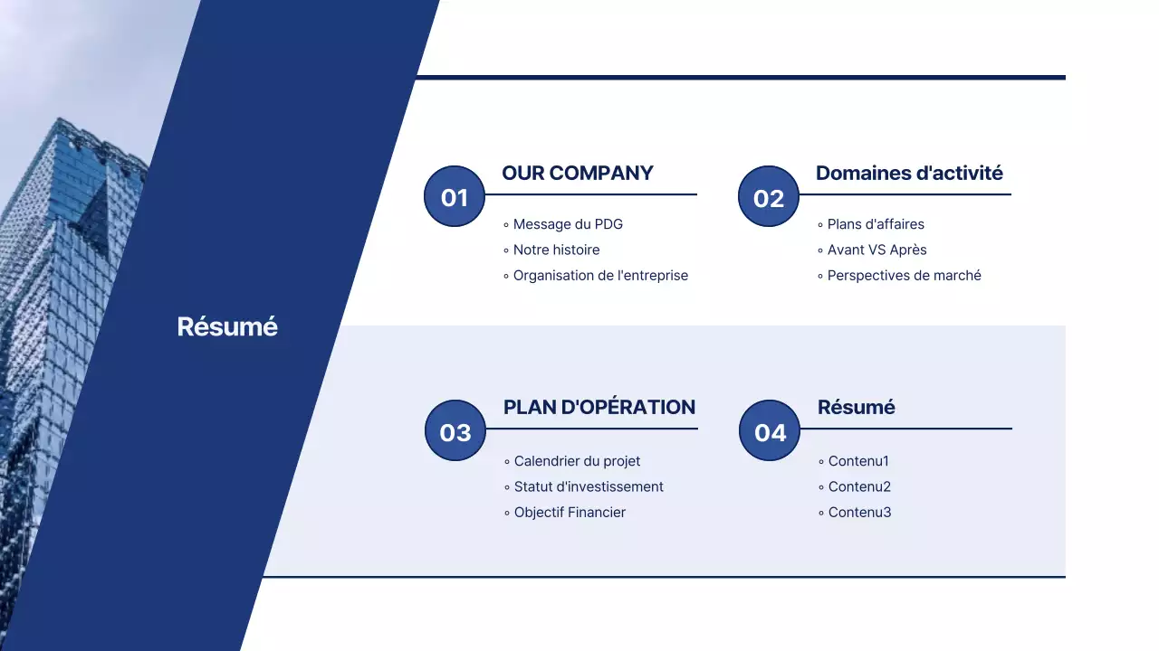 Un nouveau plan d'entreprise propre et bleu