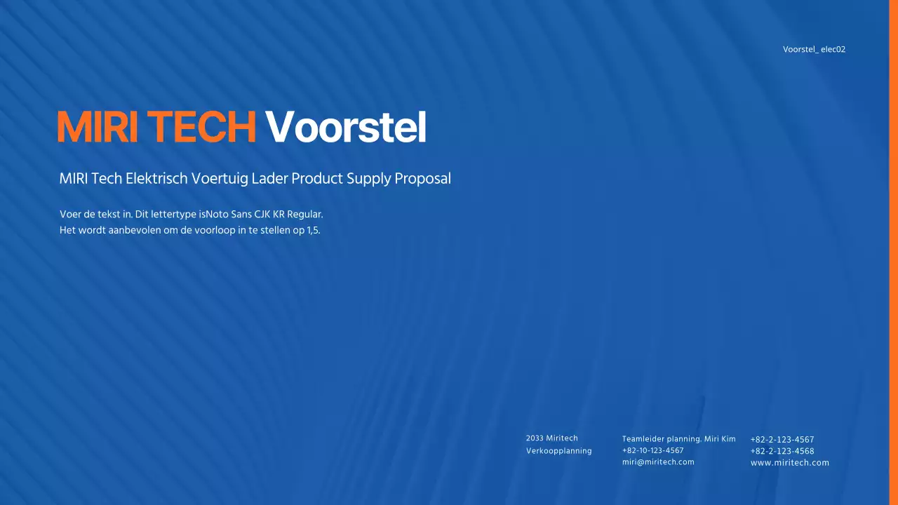 Voorstel om blauwe en oranje opladers voor elektrische voertuigen te leveren