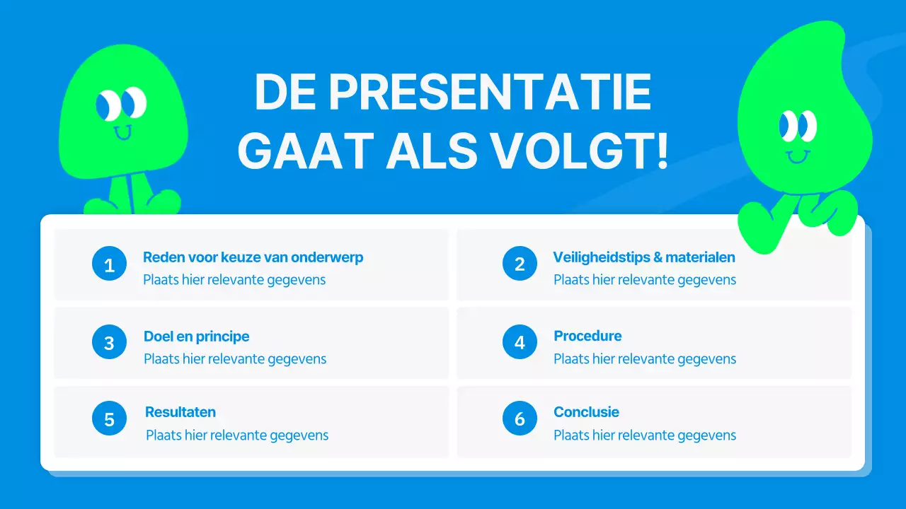 Schattig Karakter Wetenschappelijk Experimentverslag in Blauw en Lime Groen