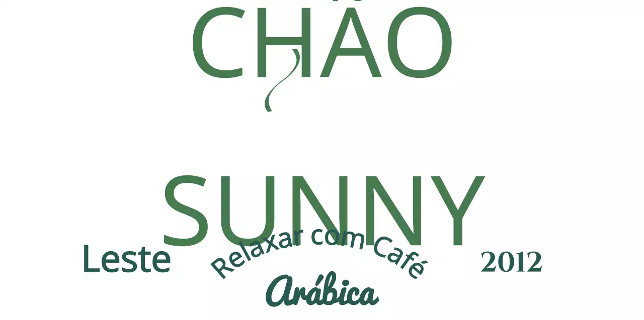 Mercadoria de café com texto concetual luxuoso em verde escuro