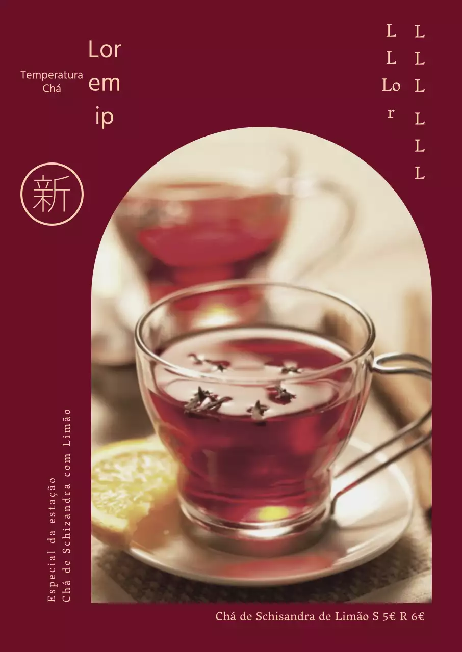 Apresentação de um menu de chá quente de outono roxo