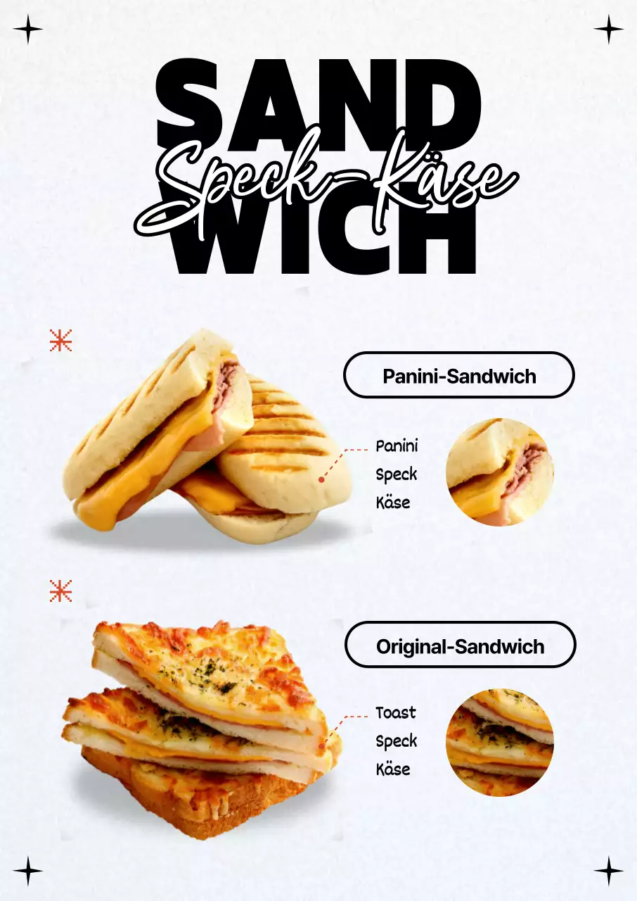 Förderung einer klaren, schwarz-weißen Sandwichkarte