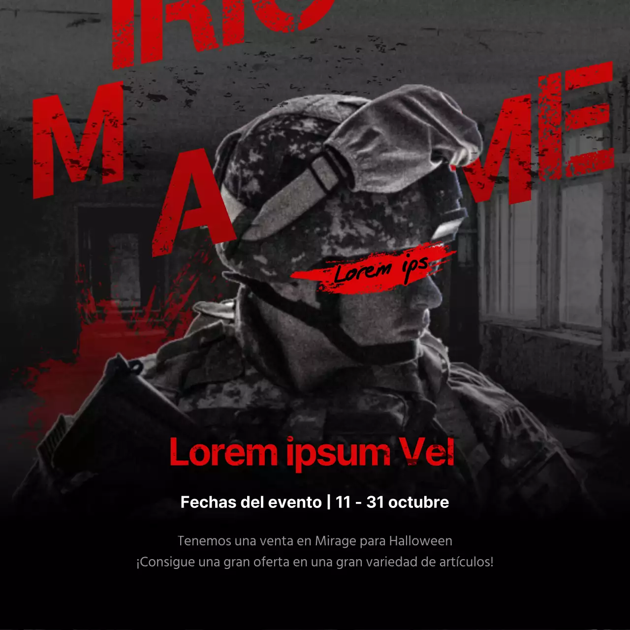 Halloween Game Event Social Media Square en rojo y negro