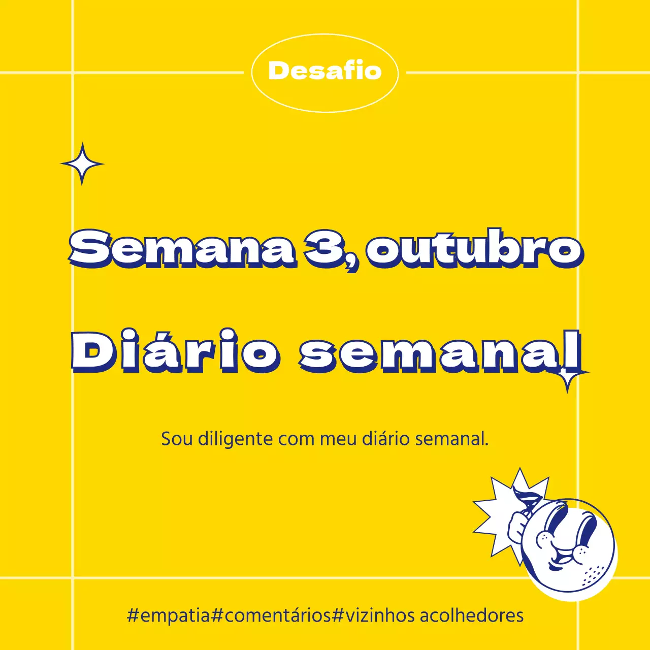 Capa da agenda semanal em amarelo e azul