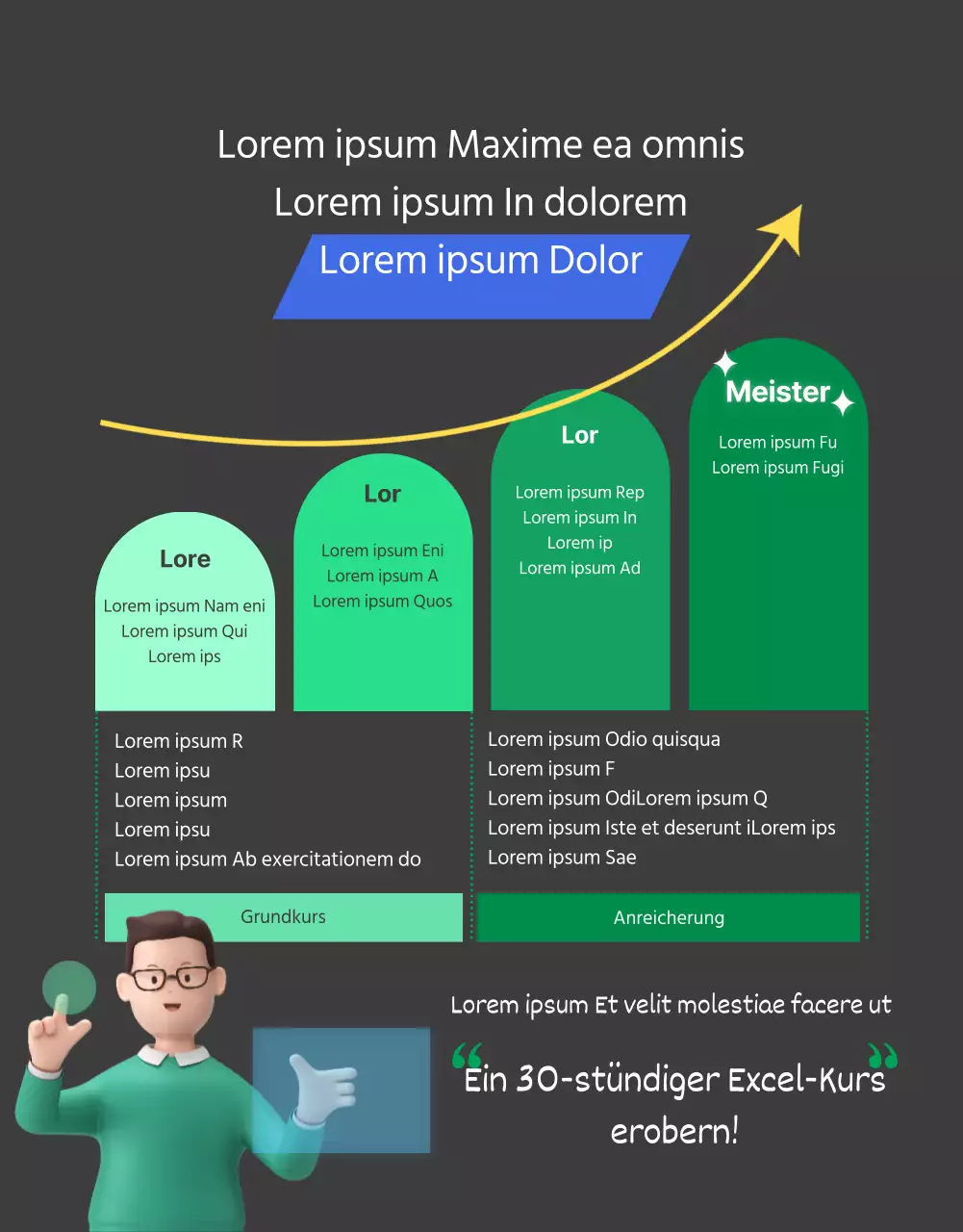 Einführung in den kitschigen grün-blauen Excel-Selbsthilfe-Online-Kurs