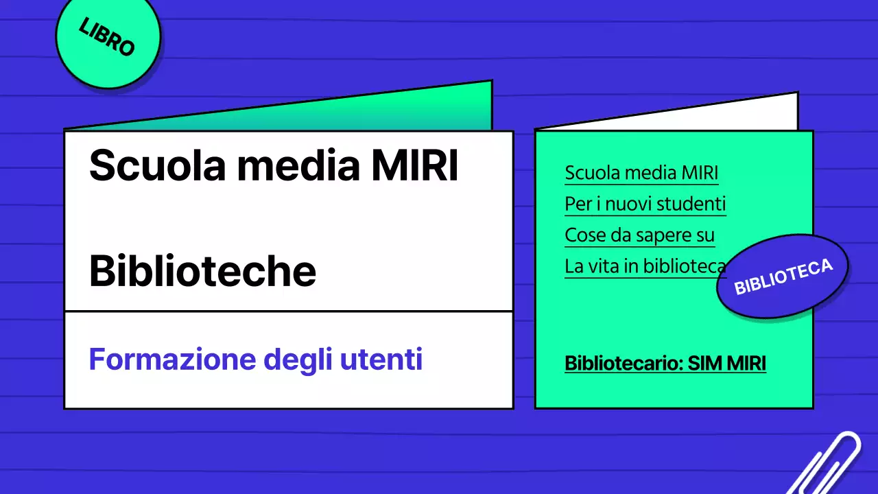 Guida all'uso della biblioteca della scuola media blu e menta