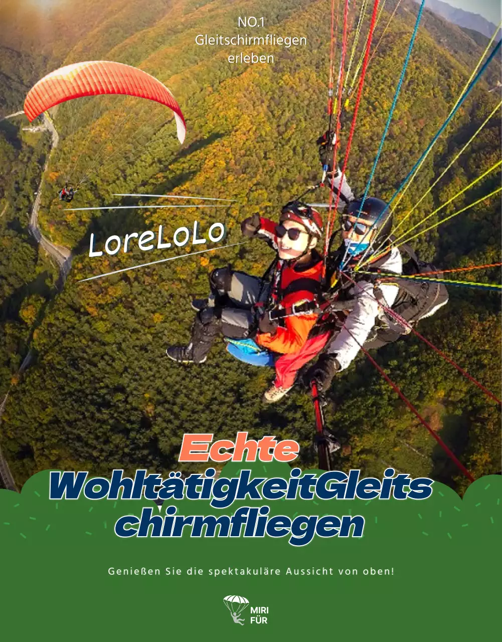 Gleitschirm-Detailseite mit orangefarbenen Akzenten in SkyConcept
