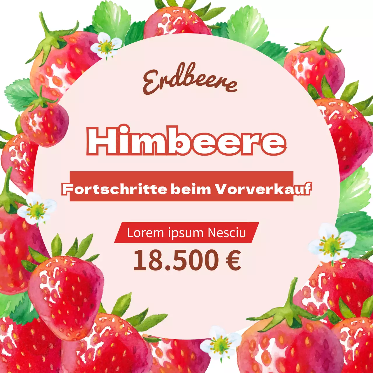 Förderung des Vorverkaufs von roten frischen Erdbeeren