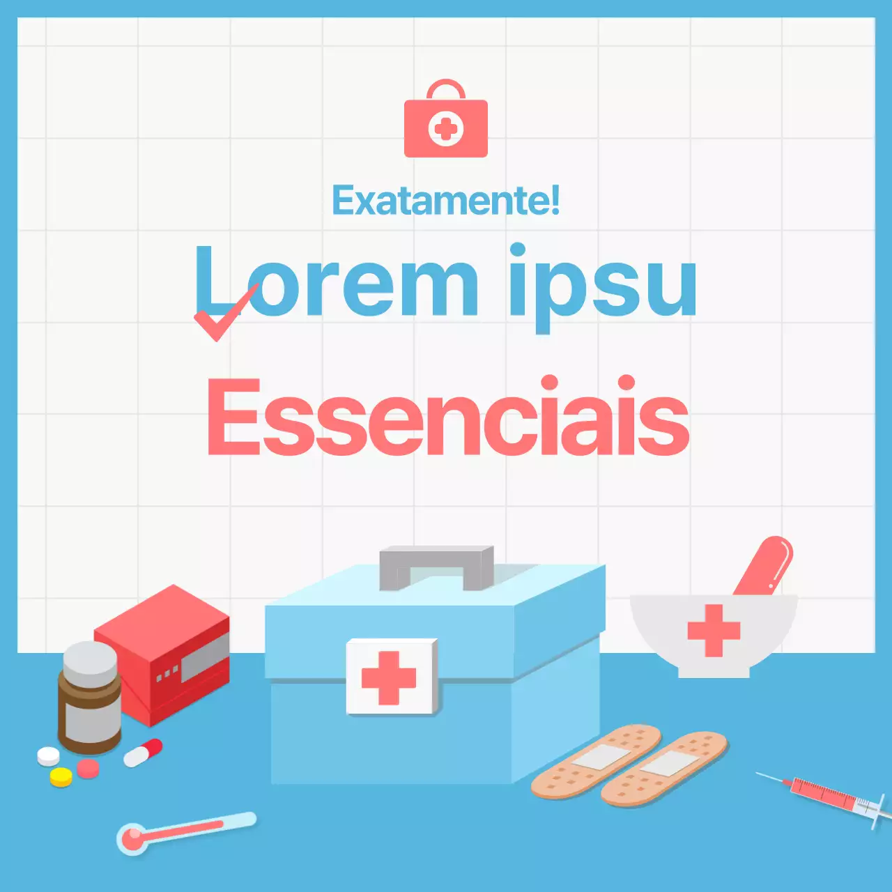 Cartão essencial do kit de primeiros socorros em azul claroNews Design