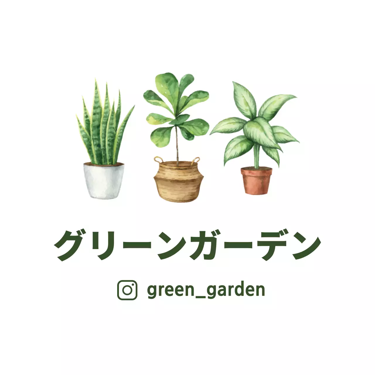 白いイラストのすっきりとした植物園ラベル