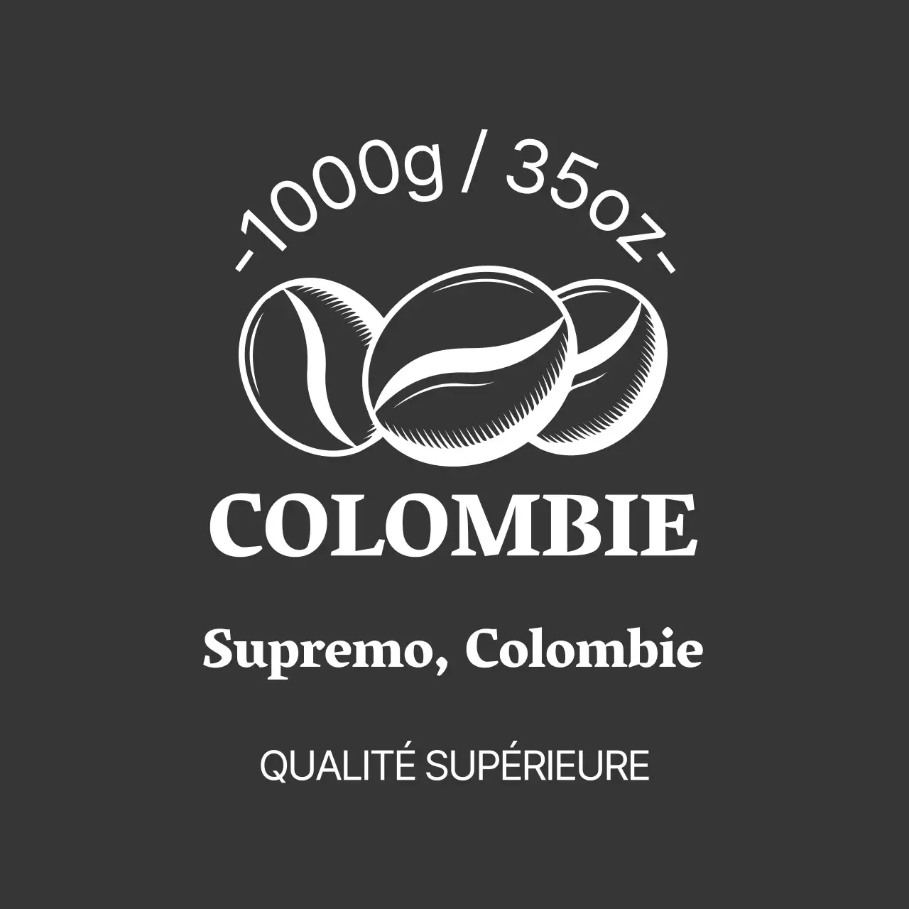 Illustration en noir d'une étiquette de grain de café propre
