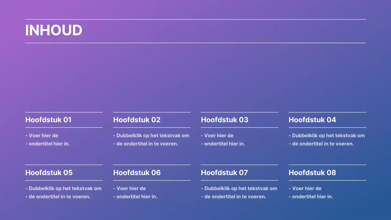 Presentatie bedrijfsplan met paars en blauw kleurverloop