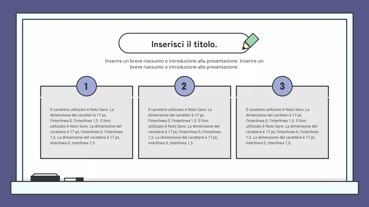 Kit di presentazione con lavagna didattica colorata