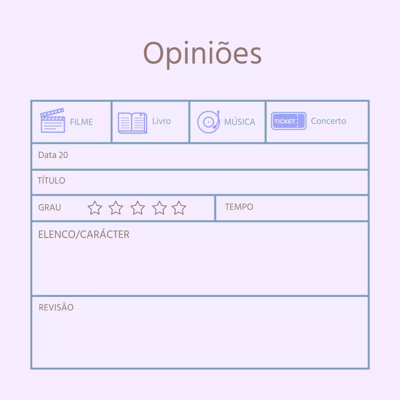 Ícone roxo Diário de revisão simples