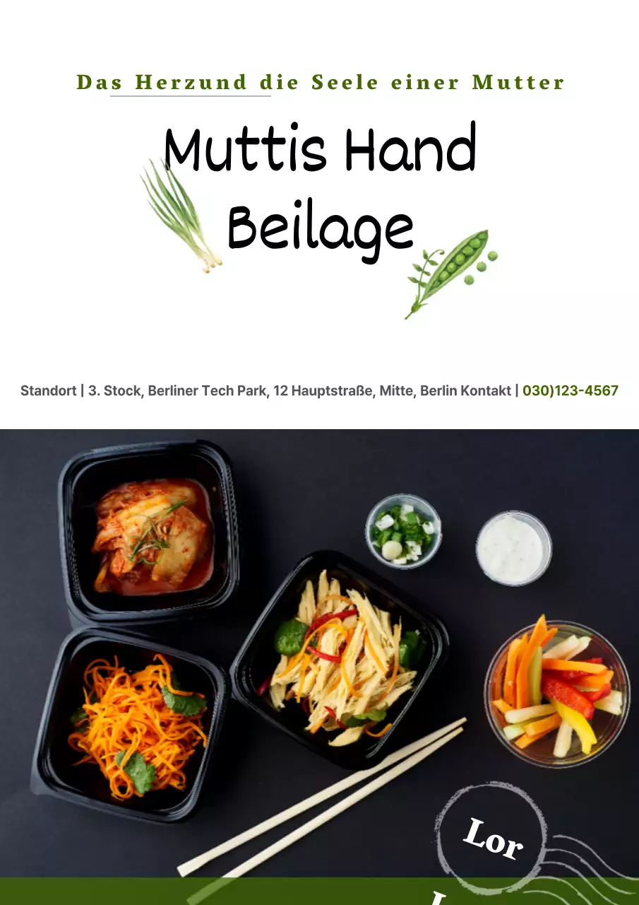 Bewerben Sie Ihr Restaurant mit Fotos von grünen Lebensmitteln und Illustrationen von Zutaten