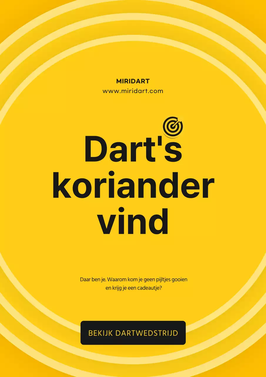 Introductie van een eenvoudig geel en zwart dartsevenement