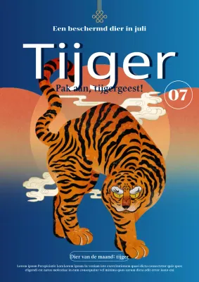 Behoud van tijgers in een blauw, modern oosters concept