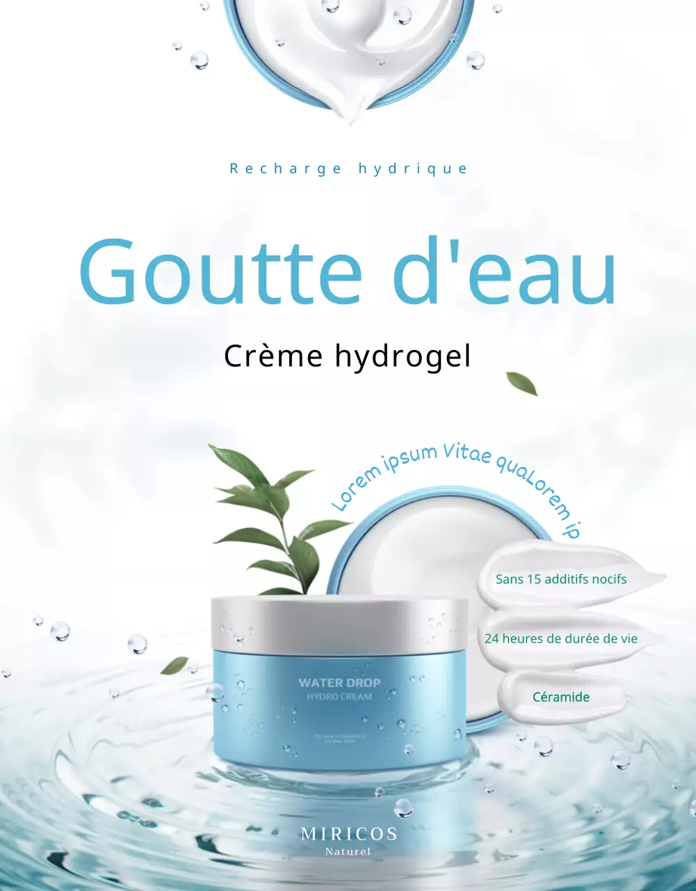 Hydratants végétaliens aux tons bleus page détaillée