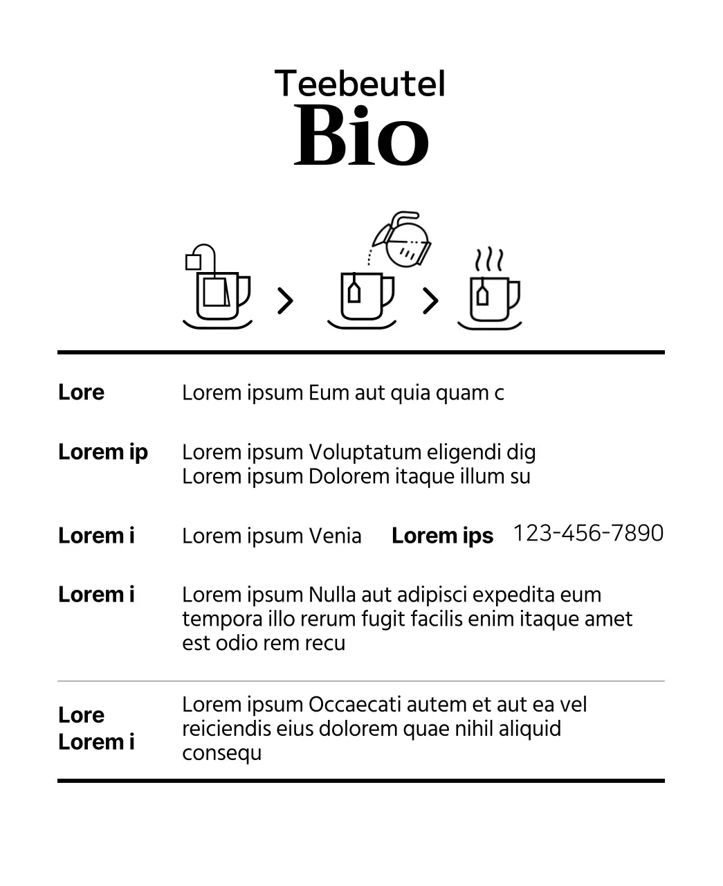 Bio-Früchteteebeutel mit Aquarellfruchtillustrationen