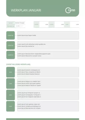 Maandelijks werkplan in kalmerend groen