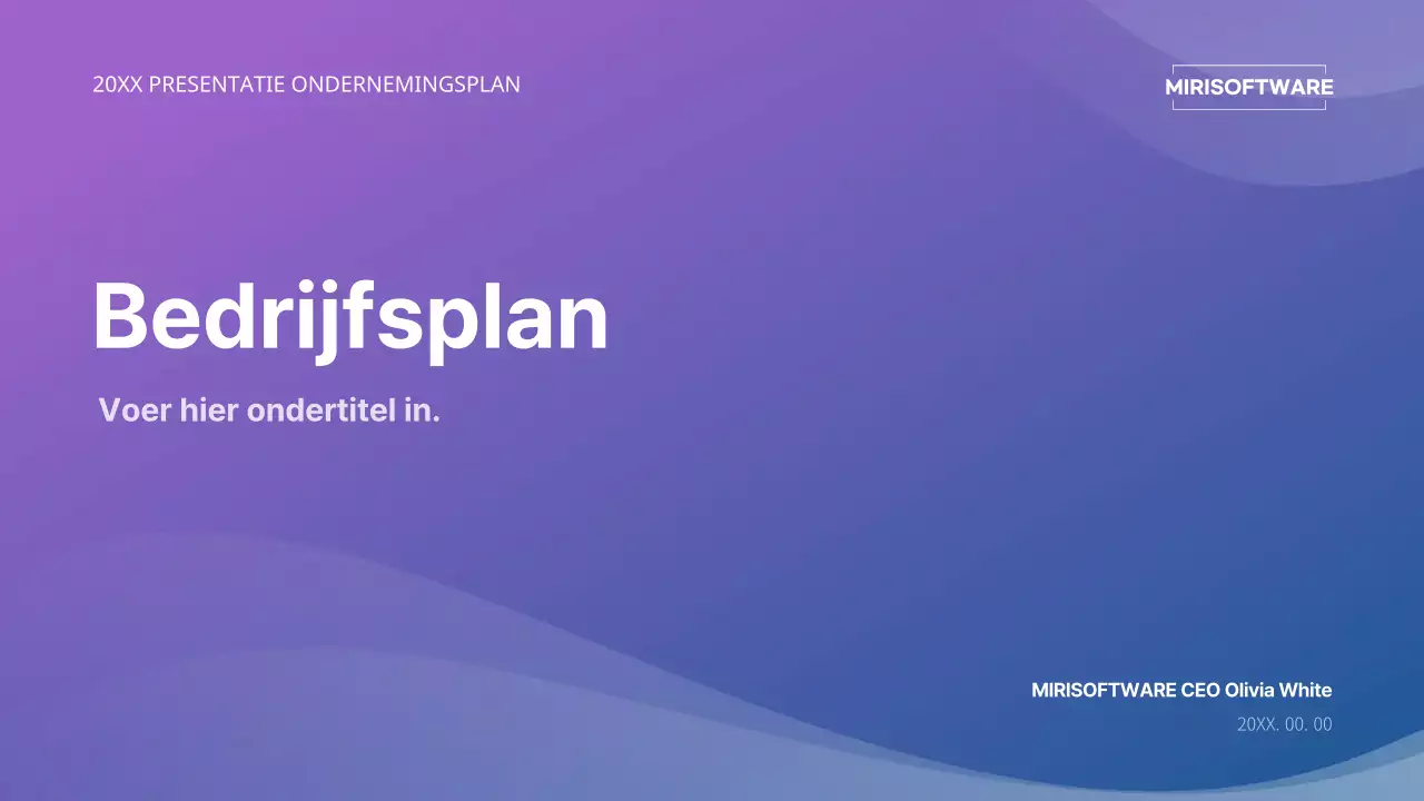 Presentatie bedrijfsplan met paars en blauw kleurverloop