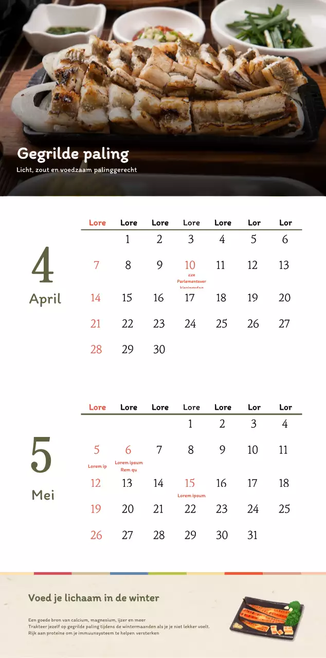 Traditioneel Koreaans restaurant concept coupon kalender in beige en bruin
