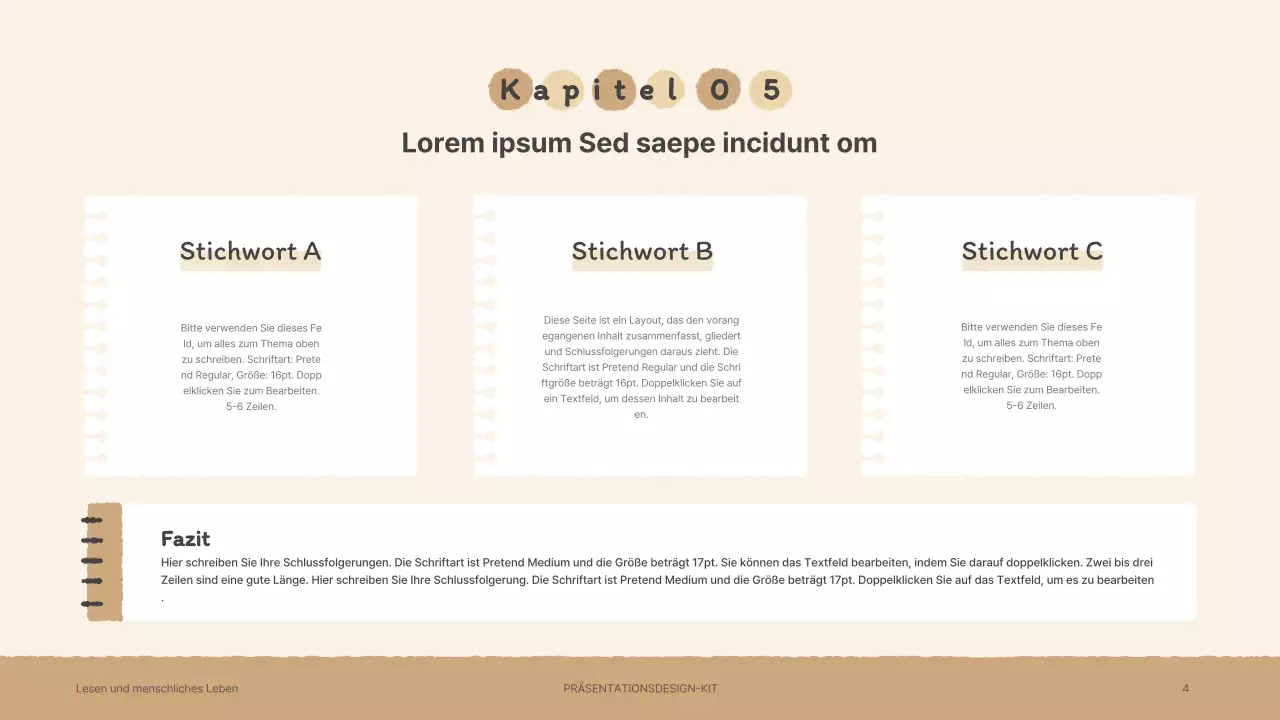 Präsentationsmappe mit gefühlvollen handgezeichneten Buchillustrationen in Braun und Grün