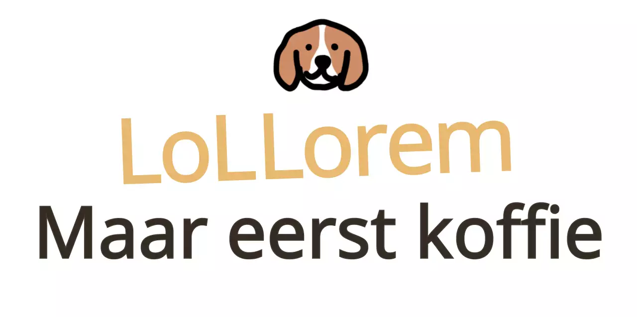 Tekst merchandise met een schattige puppy-illustratie met gele en bruine accenten