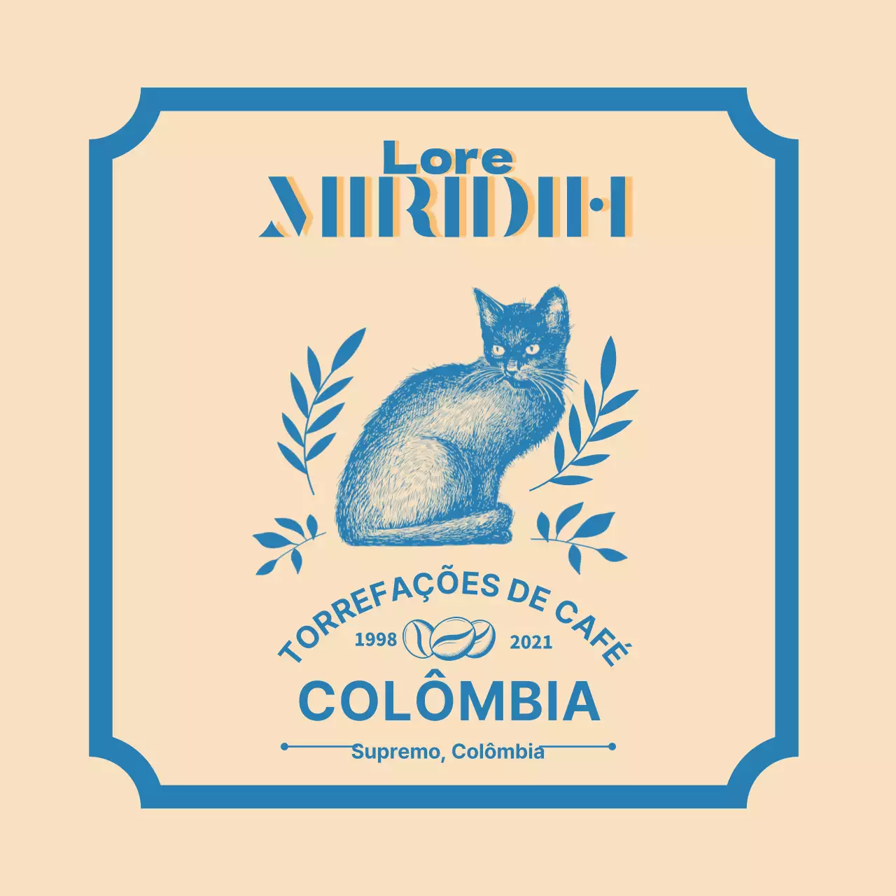 Um guia de marcas e grãos de café com um design tipográfico bege e azul2