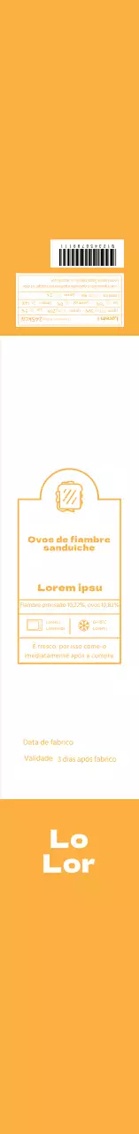 Rótulo de sanduíche ilustrado, amarelo e limpo